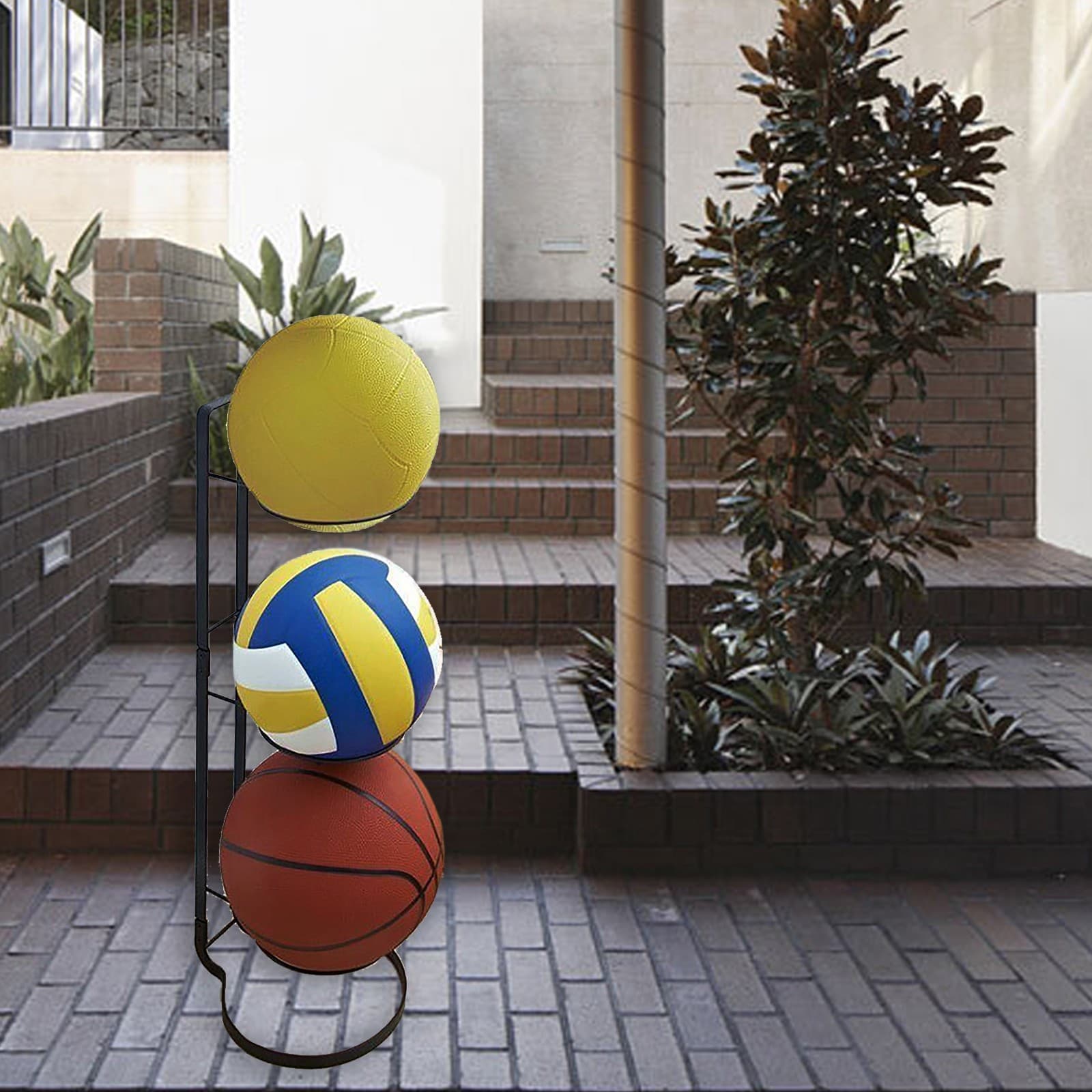 Multi Layer Basketball Display Rack Strong Iron Storage Stand For Living Room