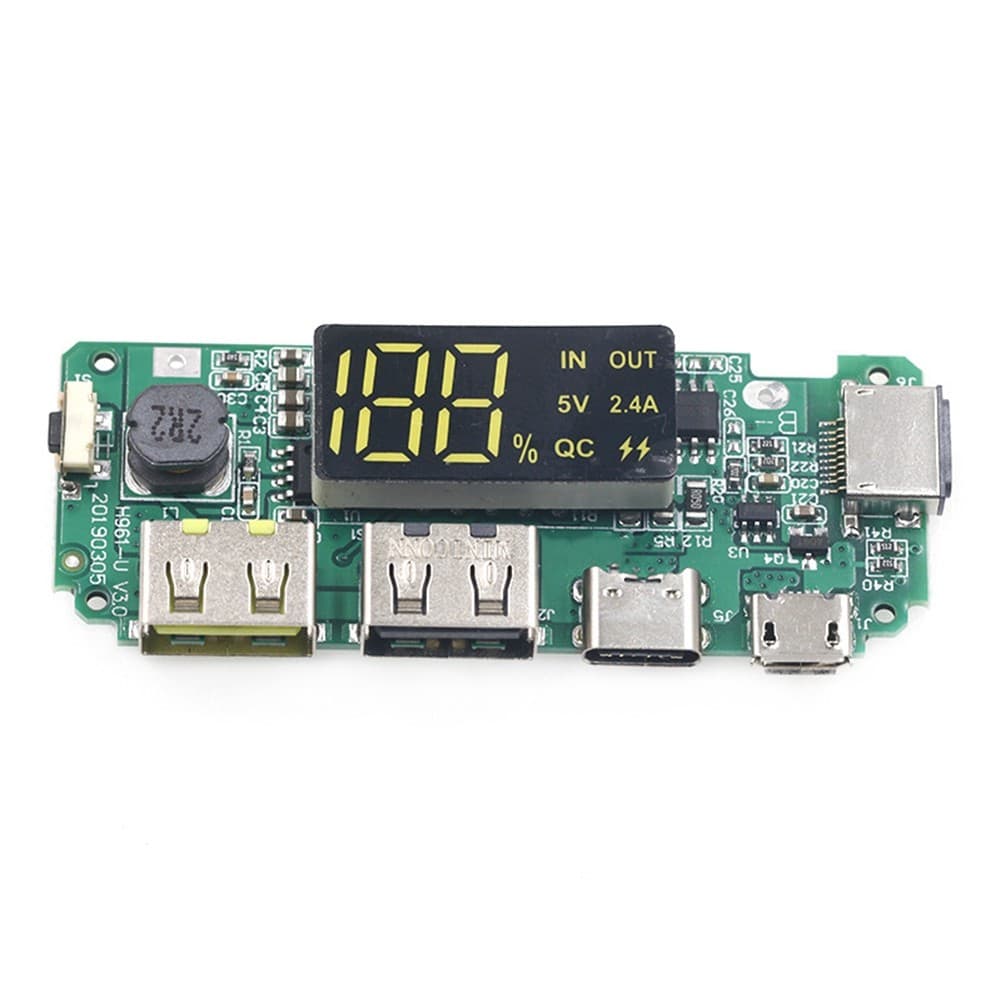 3Pcs Lithium Battery  Board LED Dual USB 5V 2.4A Type-C USB Mobile  Bank9754 view 2