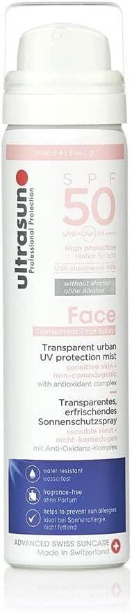 Ultrasun 50 SPF Face and Scalp Mist| Clear| UV Protection| Lightweight| 75ml