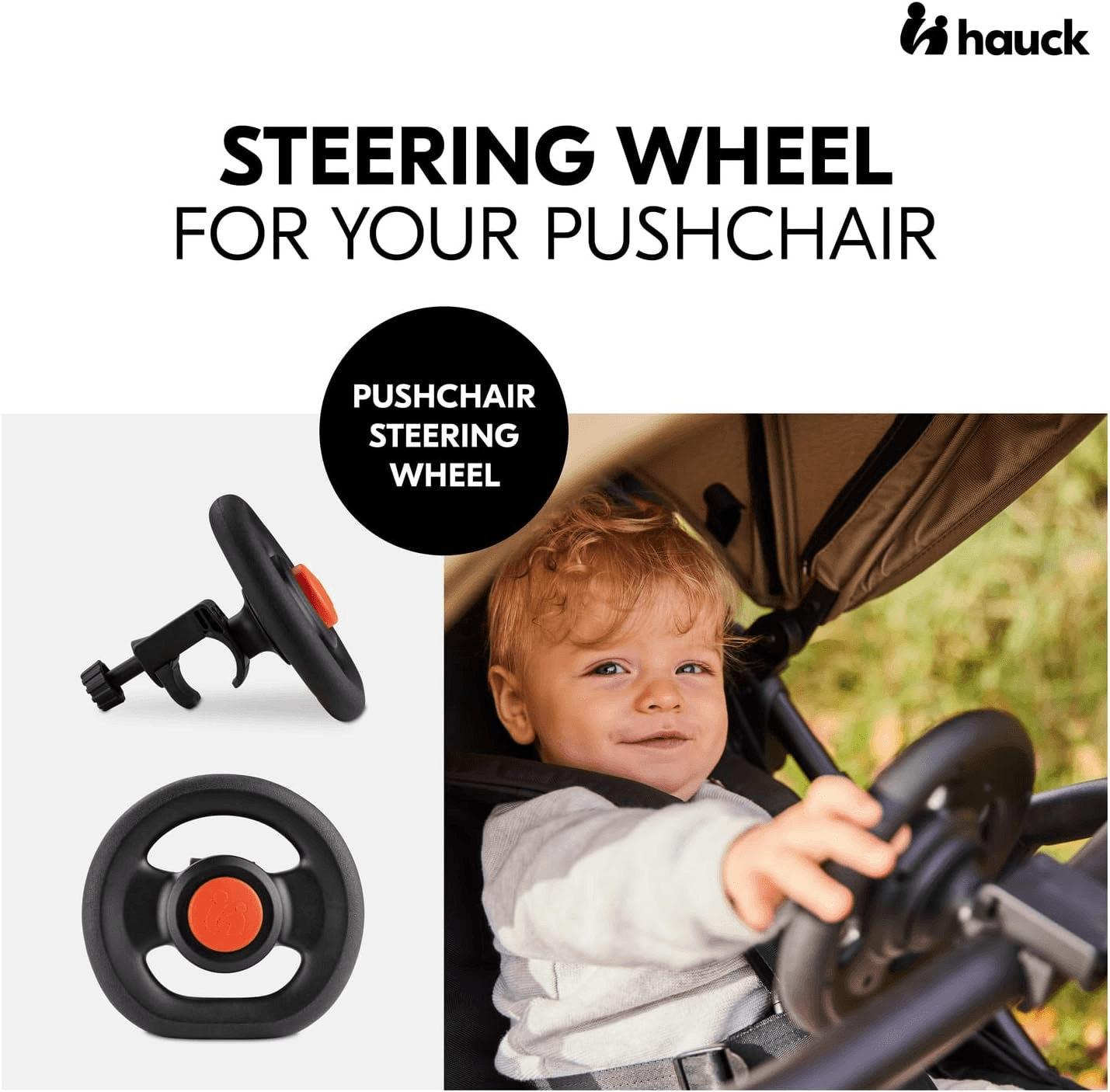 Hauck Pushchair Steering Wheel Toy| Black - Interactive Driving Toy with Horn & view 2