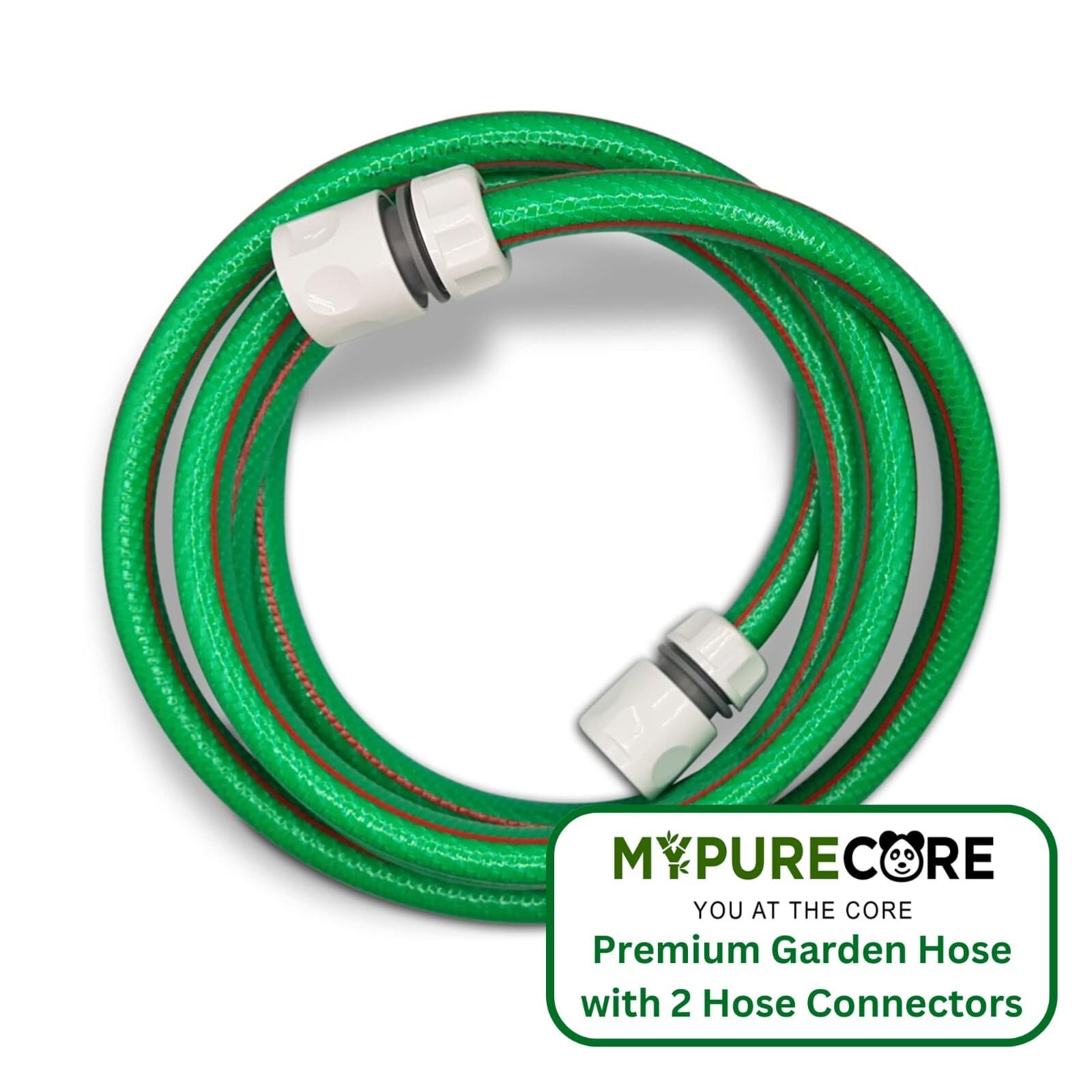 PVC Garden Hose 6-Layer Green  – Flexible Watering Hose with 2 Connectors