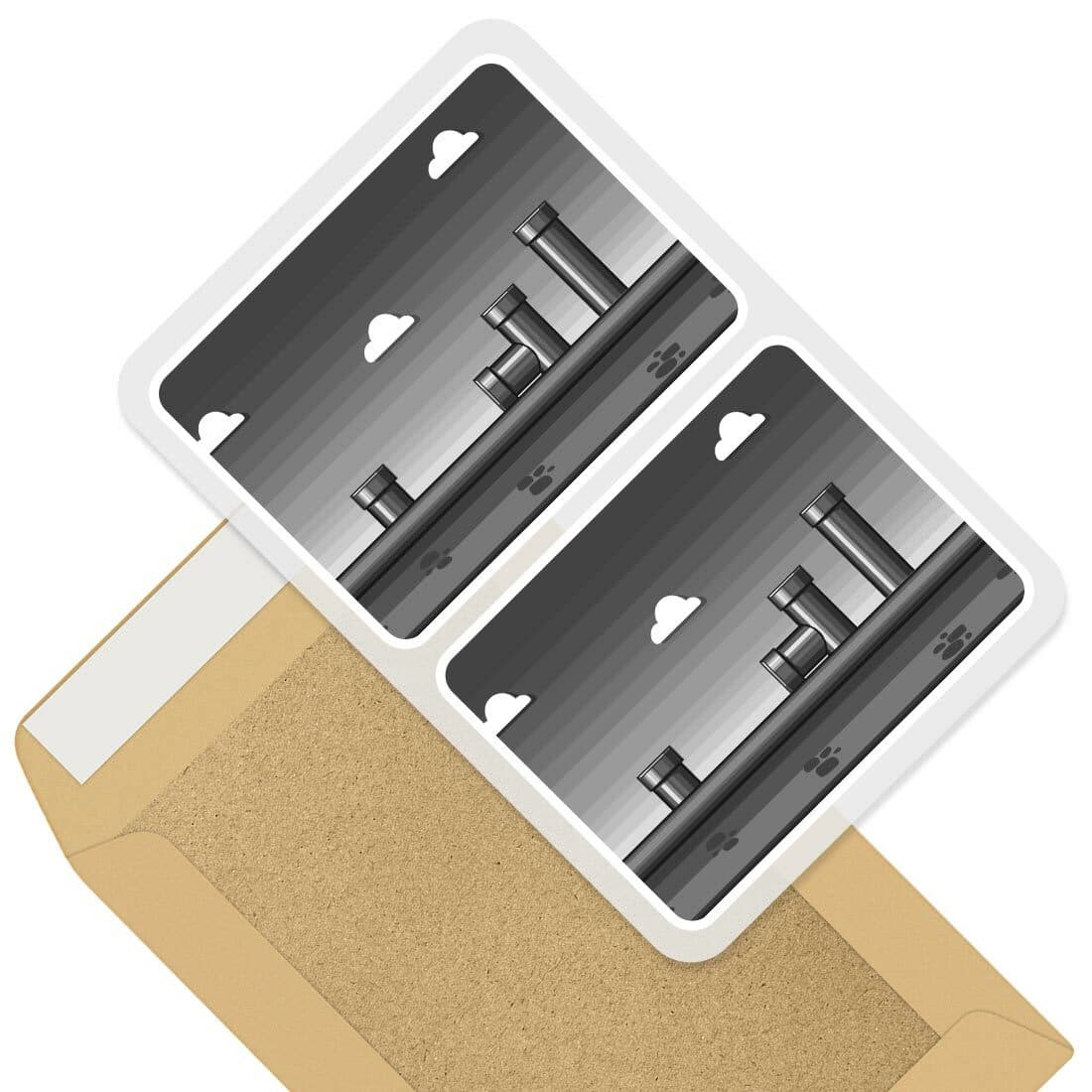 2 x Rectangle Stickers 10cm BW - Retro Platform Game Gamer Geek #42244