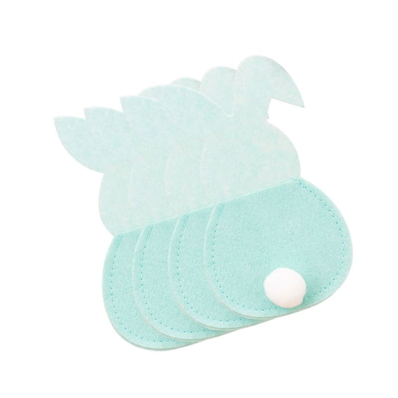4Pcs Rabbit Cutlery Bag Easter Cute Cutlery Pouches with Rabbit Tail for Parties