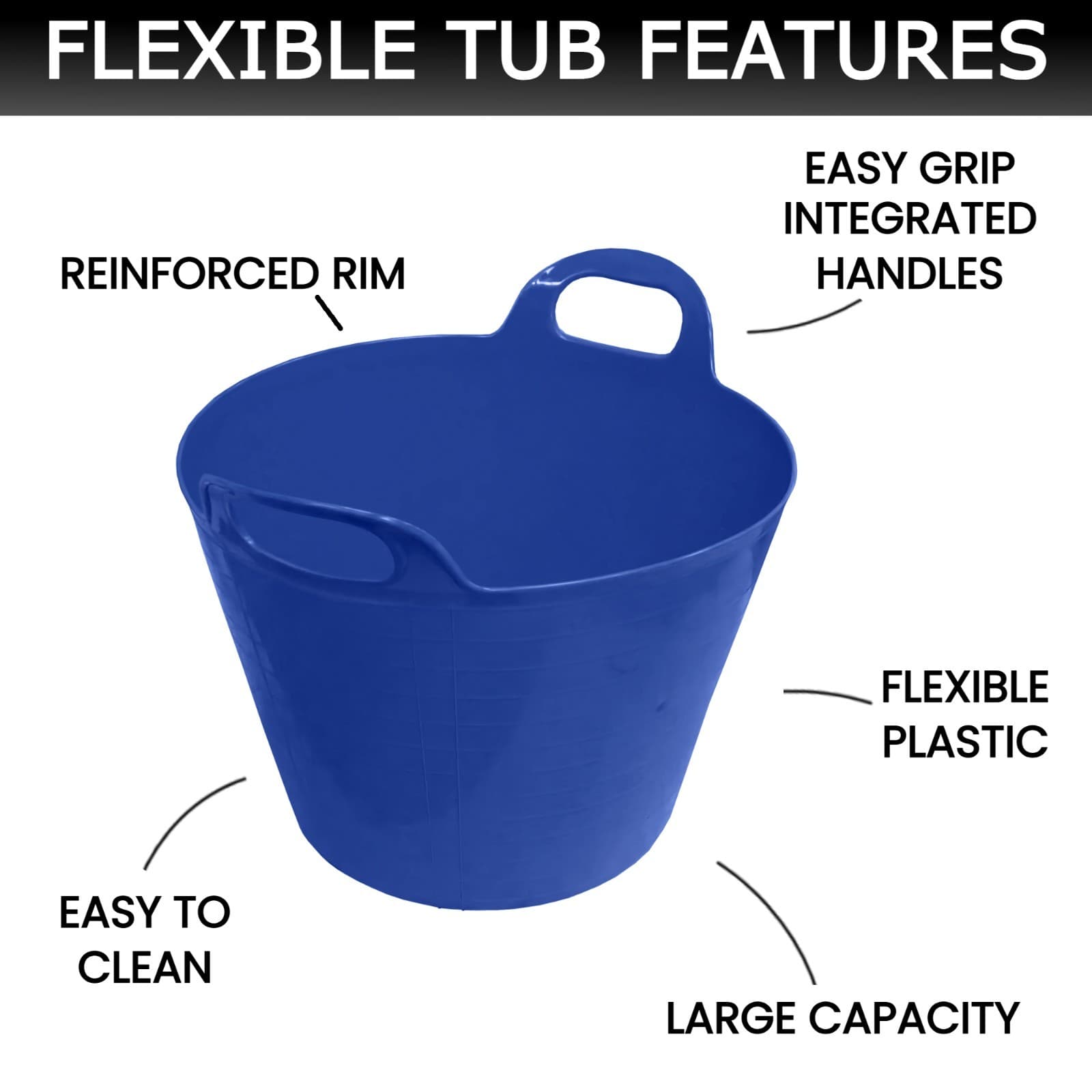 LARGE FLEXI Tub flexible colour bucket for storage garden stable horse Dark Blue view 2