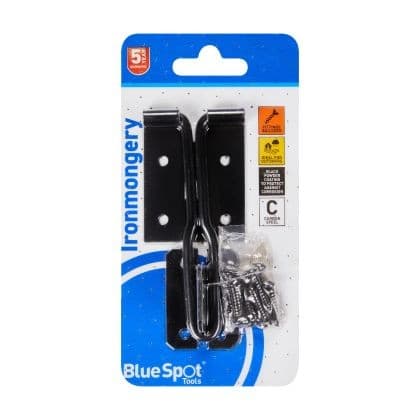 Blue Spot Tools Ironmongery 152mm Black Powder Coated Wire Hasp and Staple