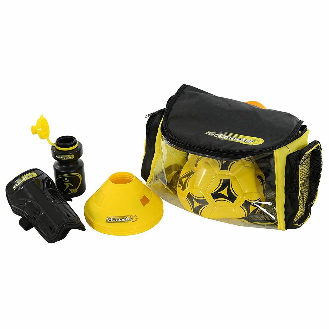 KICKMASTER BACKPACK TRAINING SET KIT NEW INCLUDES FOOTBALL SHIN PADS + MORE NEW view 2