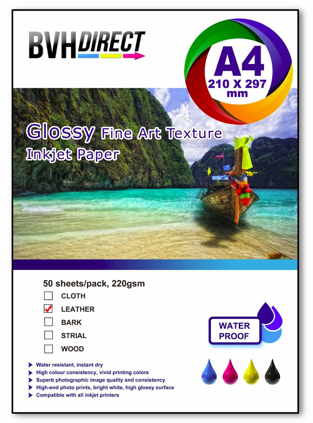 Leather Glossy Fine Art texture effect paper 50 Sheets for arts crafts printing
