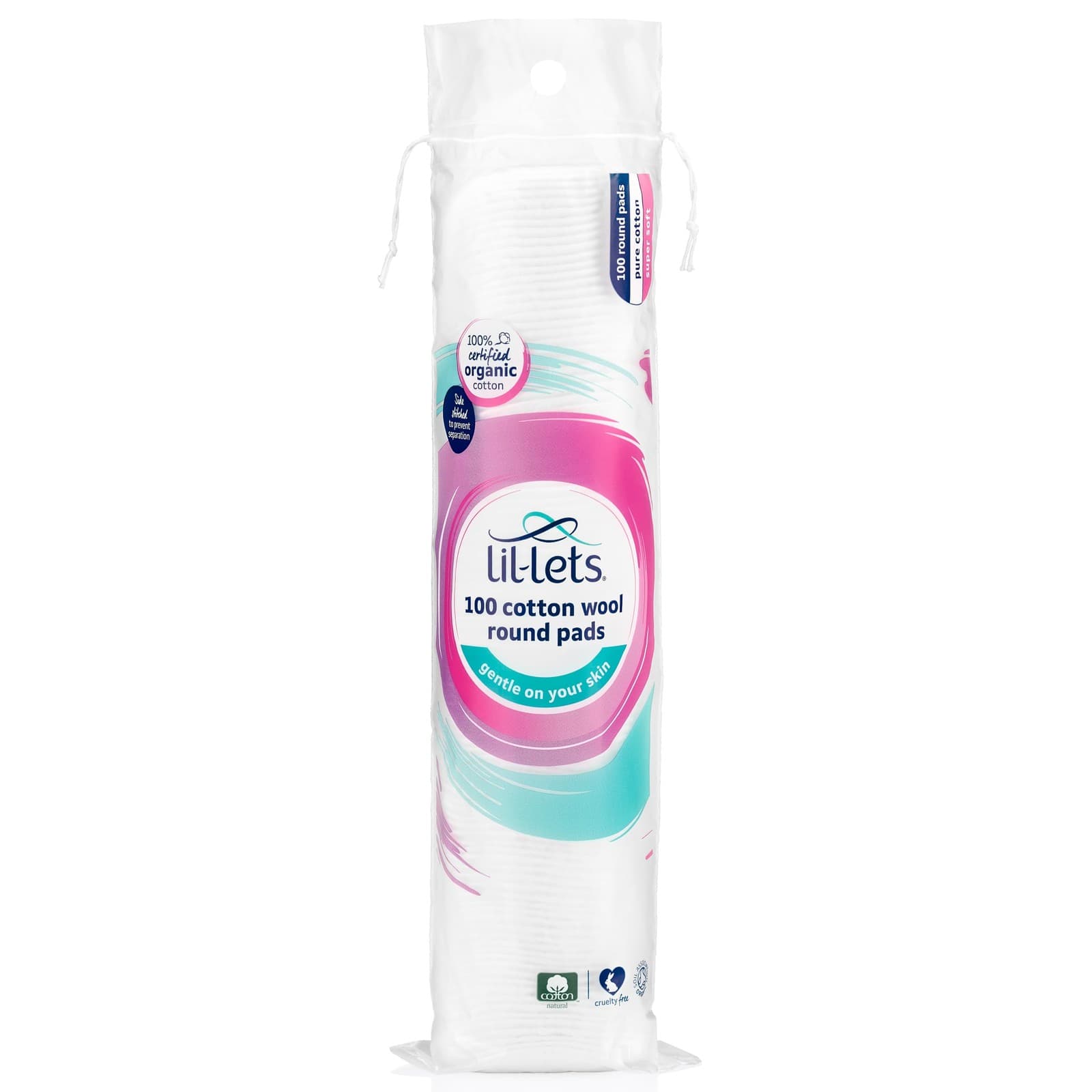 Lil-Lets Cotton Wool Round Pads| 100 Count| Certified Organic| Small| White