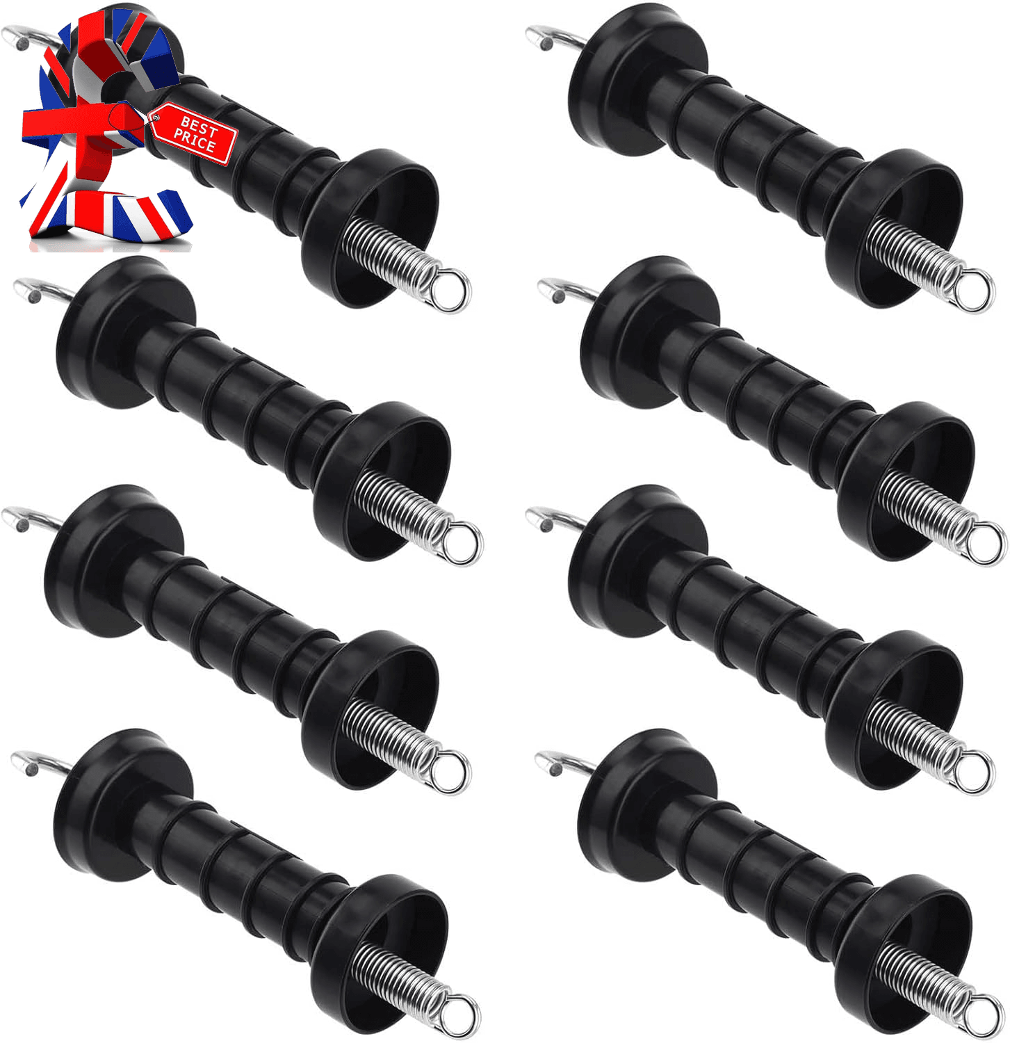 8 Pack Electric Fence Handles| Spring Gate Handle Insulators| Metal Hook Insulat
