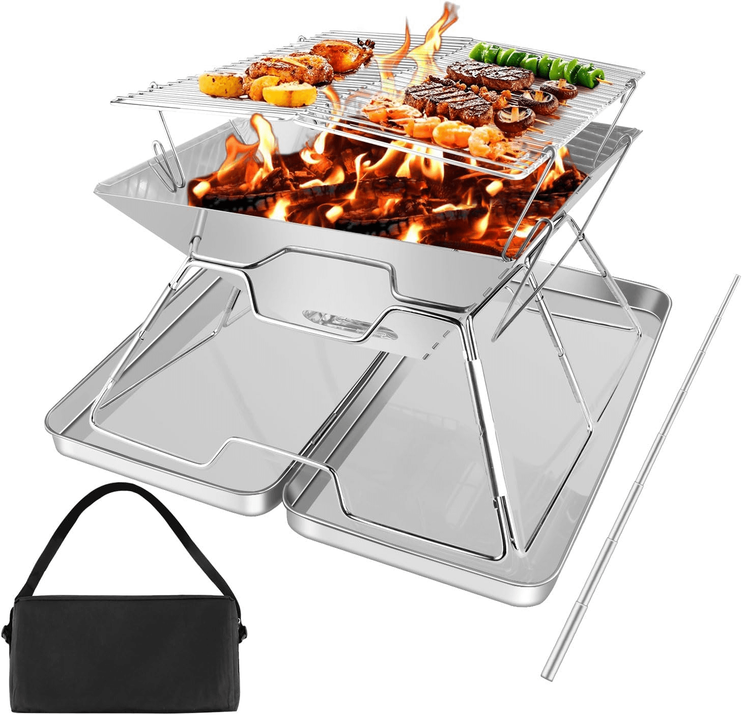 Foldable Fire Pit Grill Portable Fire Pit| Collapsible Camping Campfire