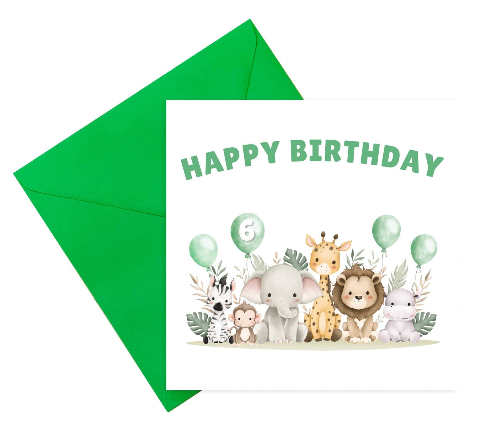 Safari Animals Happy Birthday Card For Baby Boys and Boys| Ages 1–10 Year Old