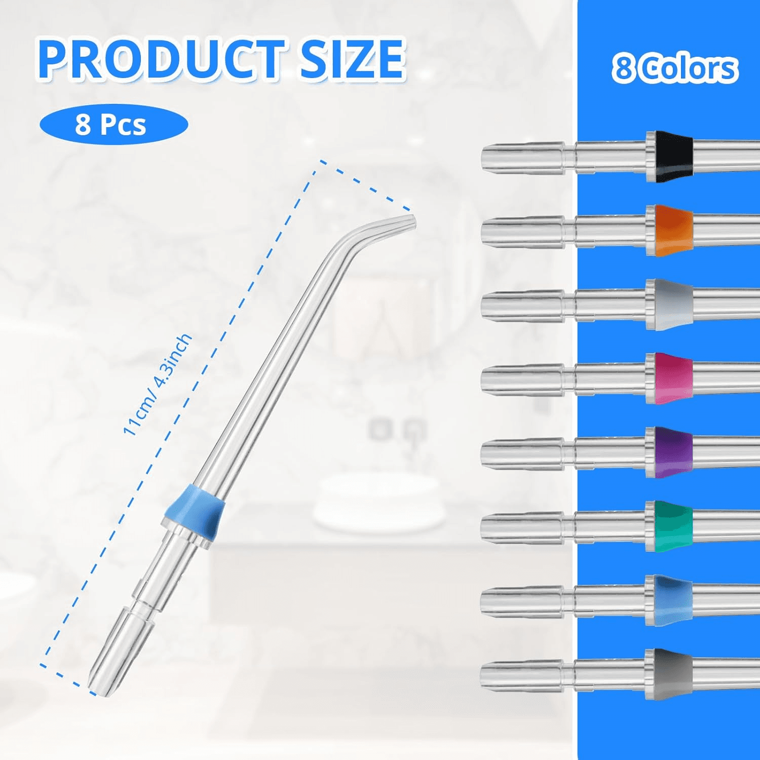 Oral Irrigator Replacement Tips| 8 Pieces| Classic Jet Tips| Compatible with Wat view 2