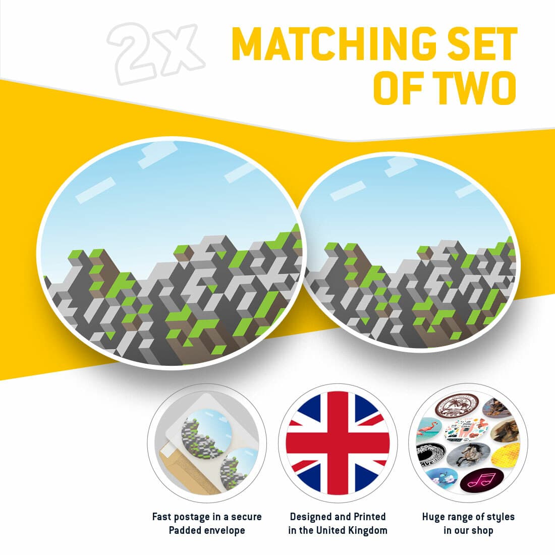 2 x Vinyl Stickers 30cm - Gamer Block Building Game Gaming Cool Gift #13191 view 2