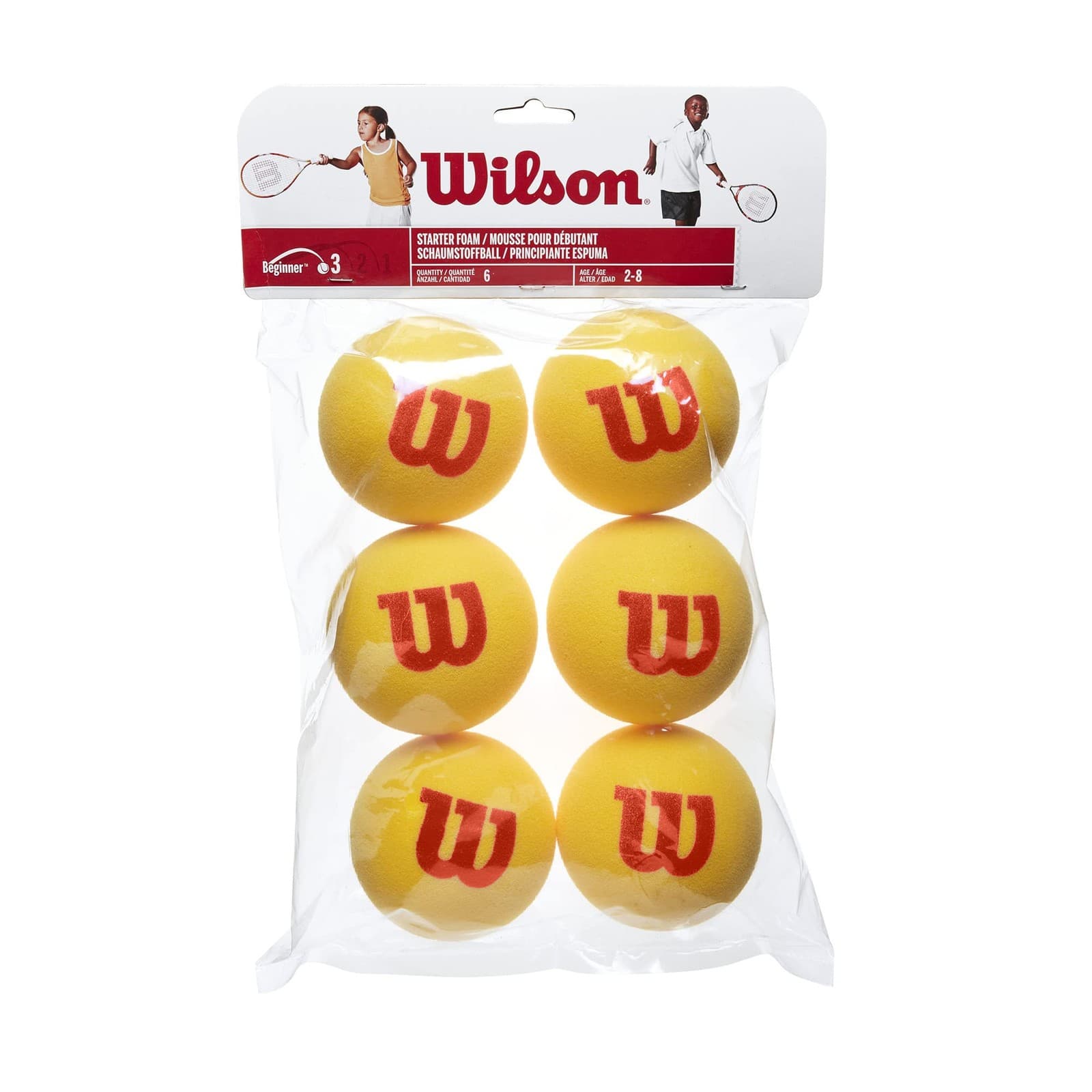 Wilson Kids Starter Foam Tennis Balls (Pack of 6) - Yellow| 6 Balls| Yellow
