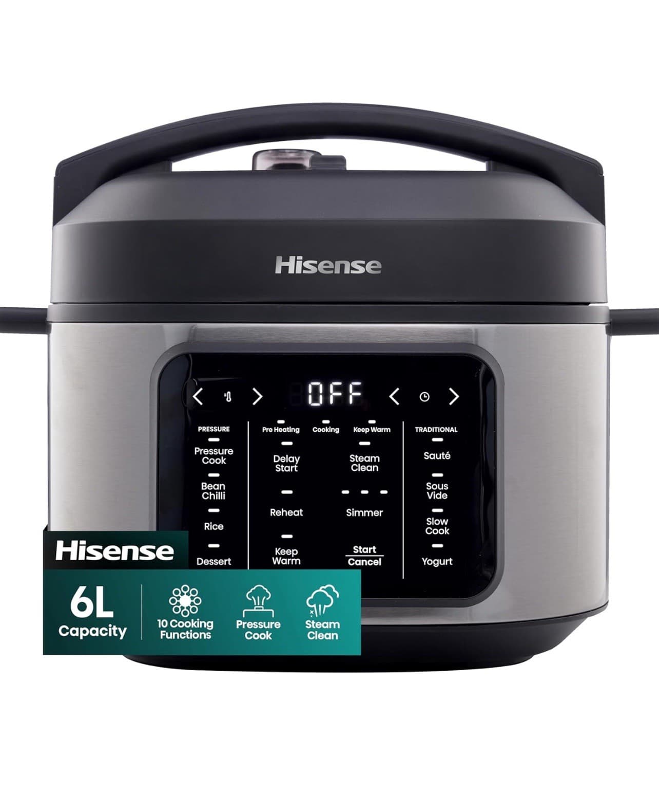Hisense HMC6SBUK 6L Electric Multi Cooker Pressure Rice Slow Steam Stainless
