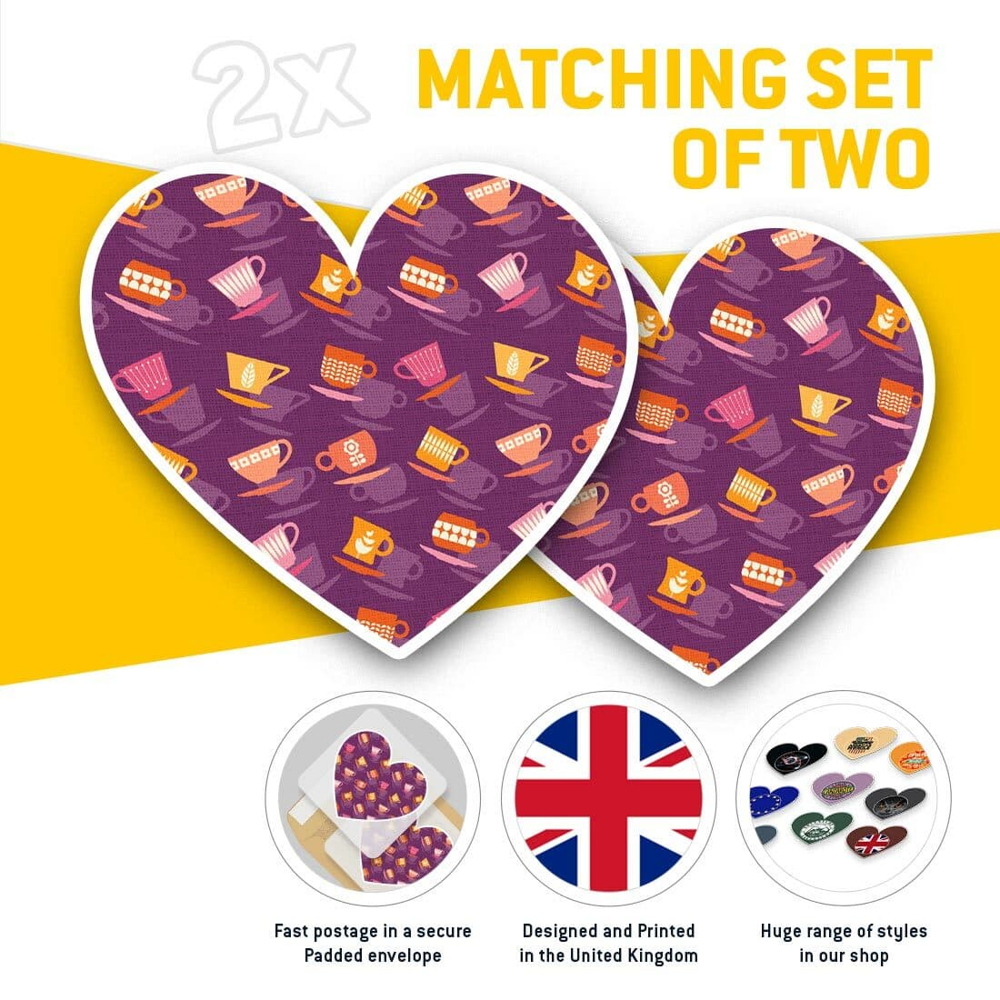 2 x Heart Stickers 15 cm - Cup and Saucer Tea Coffee #12907 view 2