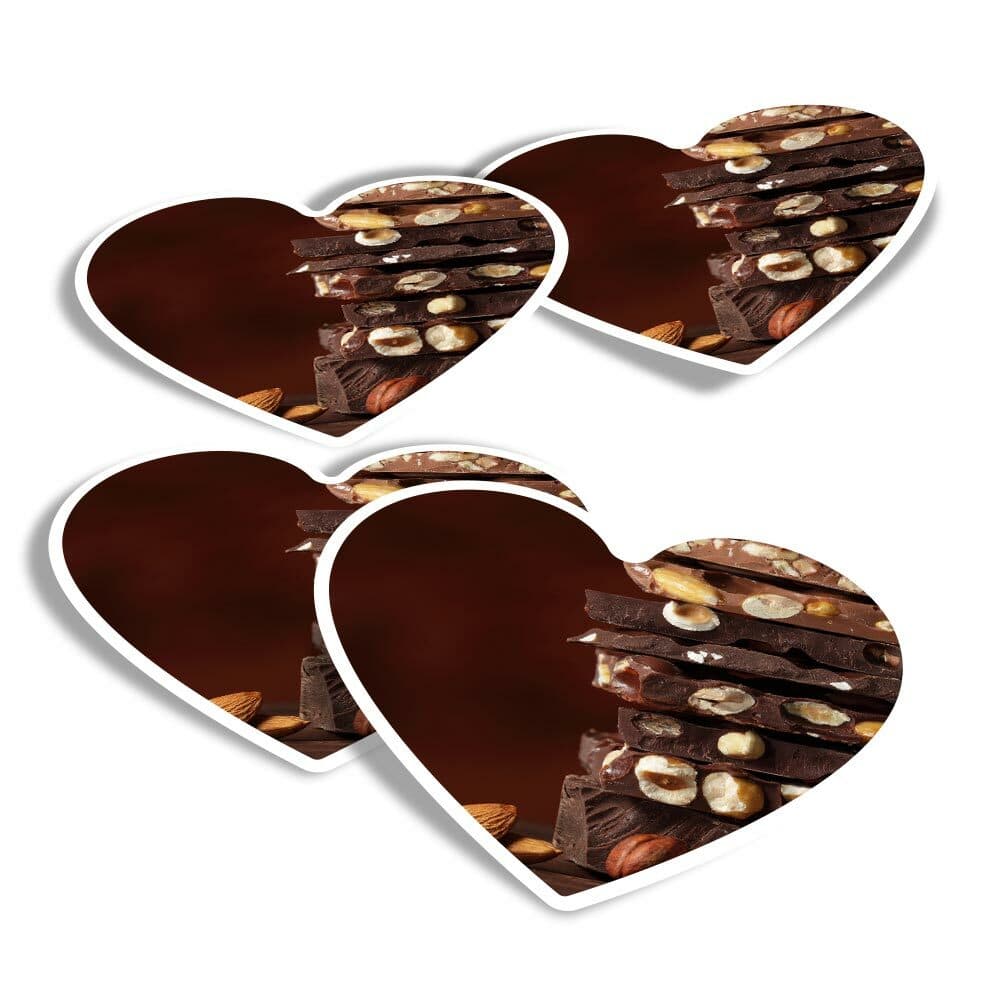 4x Heart Stickers - Chocolate Slabs Sweets #14567