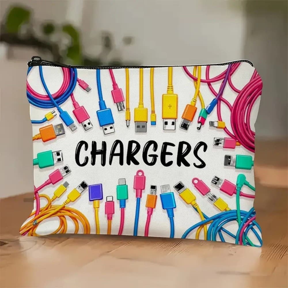 Print Design Cable Organizer Bag Canvas Cosmetic Organizer  Travel Use