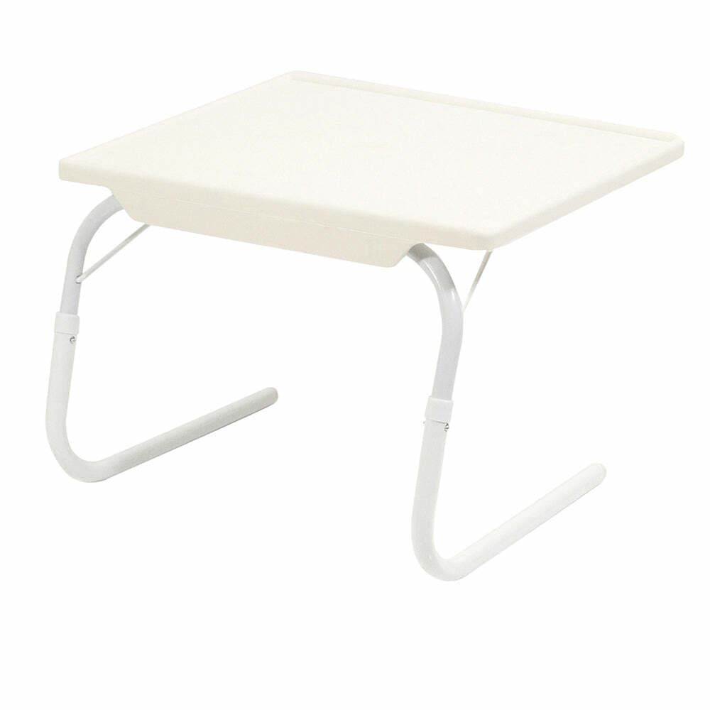 Portable White Bed Table for Reading Writing - Adjustable Laptop Bed Tray