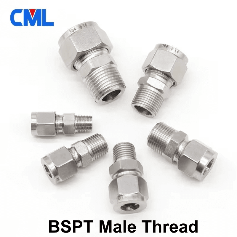 SS 304 Stainless Steel Double Ferrule Compression Connector 6Mm 8Mm 10Mm 12Mm Tu