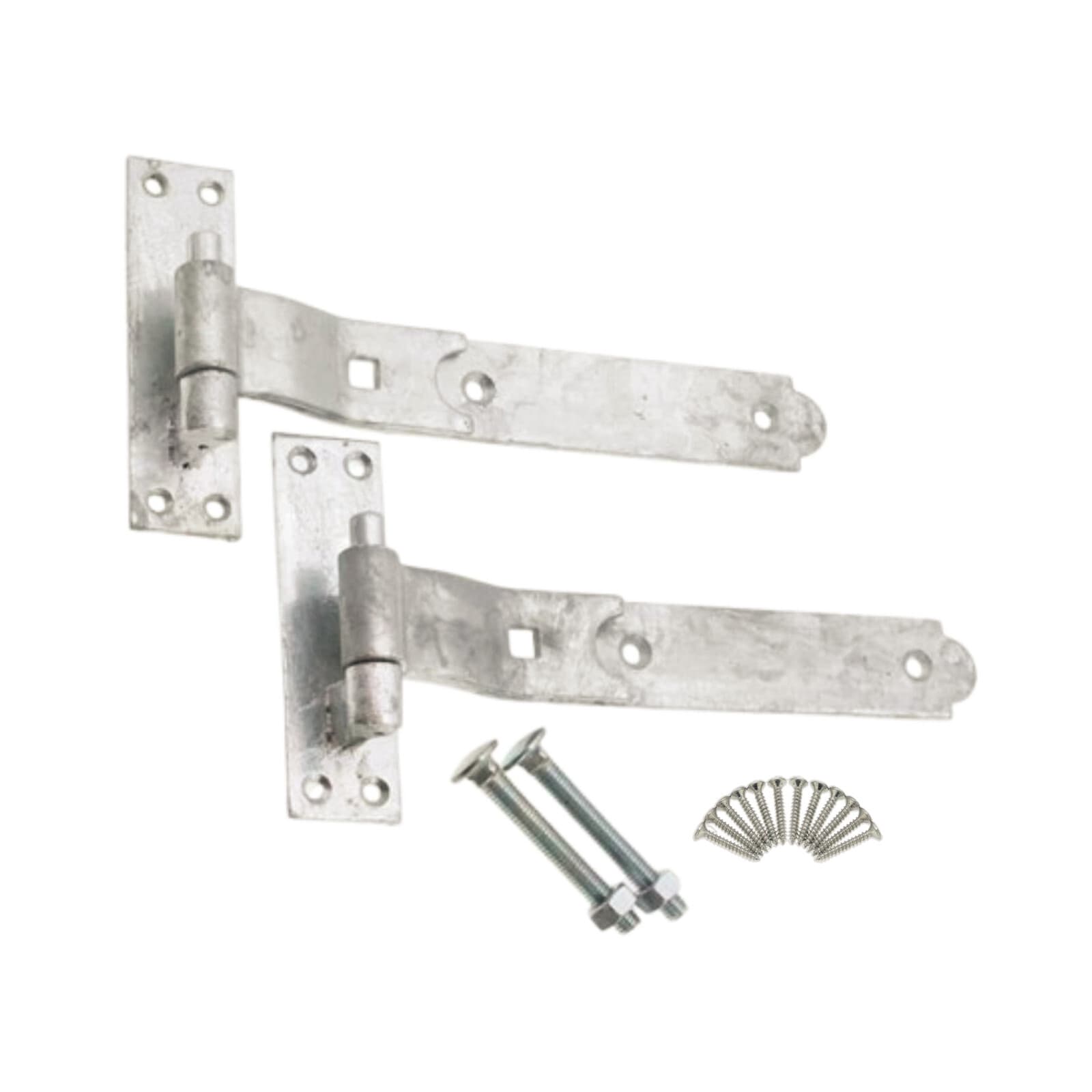 Heavy Duty Hook and Band 8\" - 24\" Straight / Cranked Door Gate Hinges Galvanised