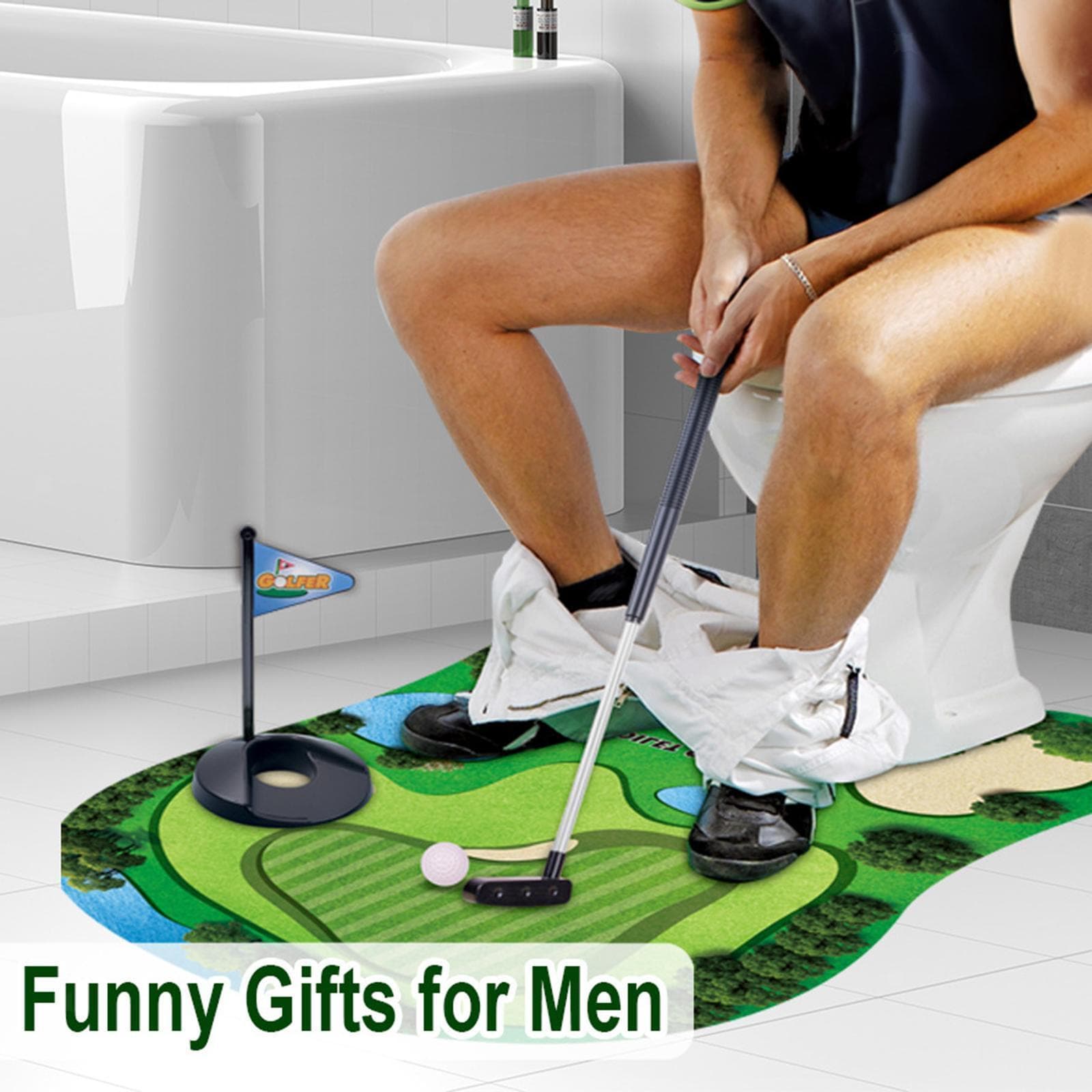 Toilet Golf Restroom Bathroom Funny Gifts Mini Golf for Dad All Ages Him
