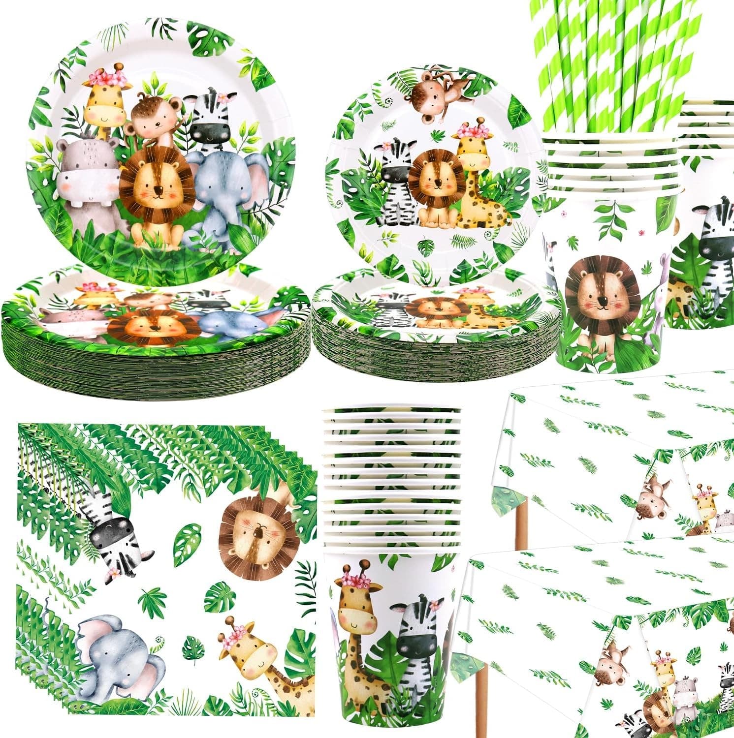 Safari Jungle Birthday Tableware Set - Wild One 1st Birthday Decorations - Dinn