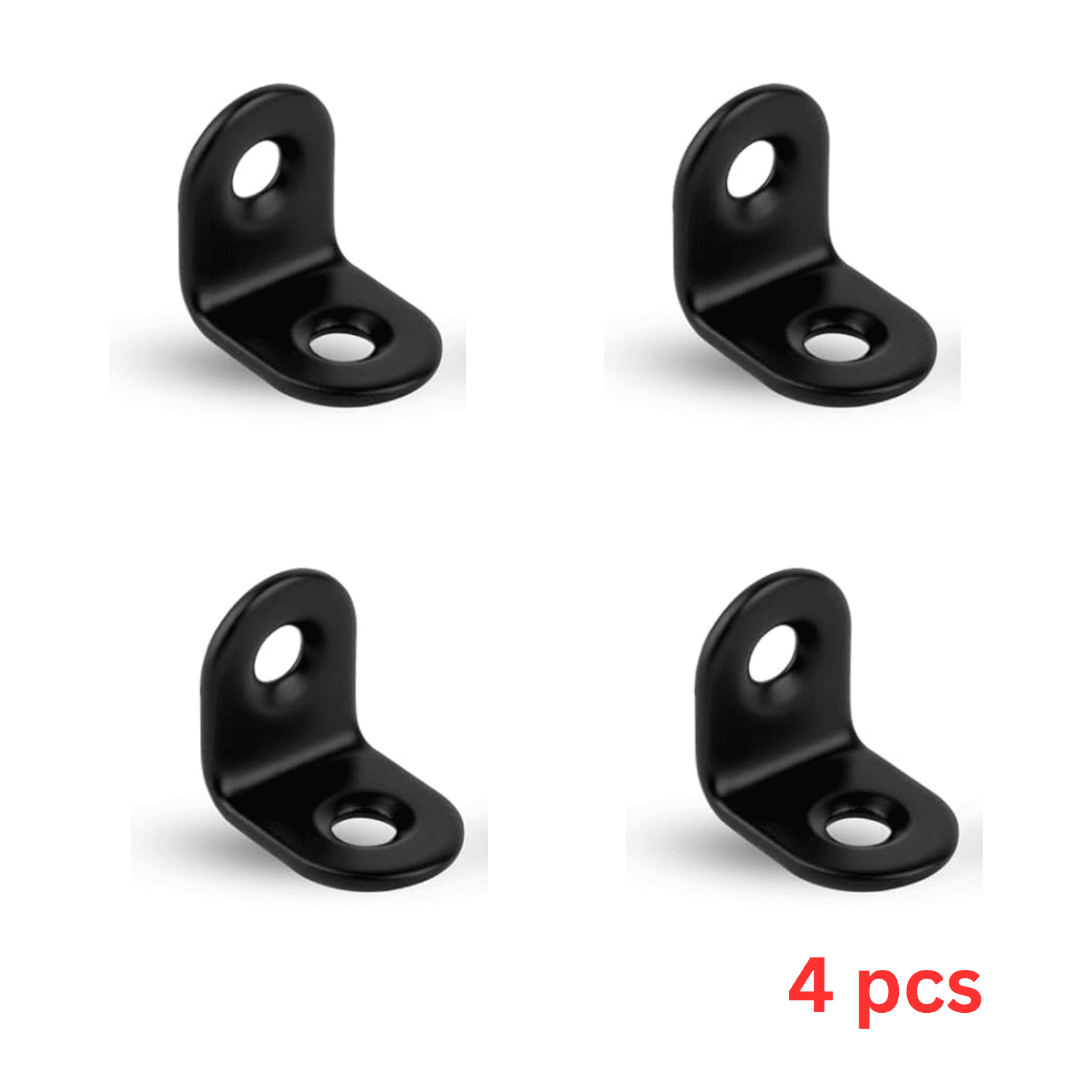 4 x Small Black L Brackets 20x20mm with Screws for Furniture Shelves Corners