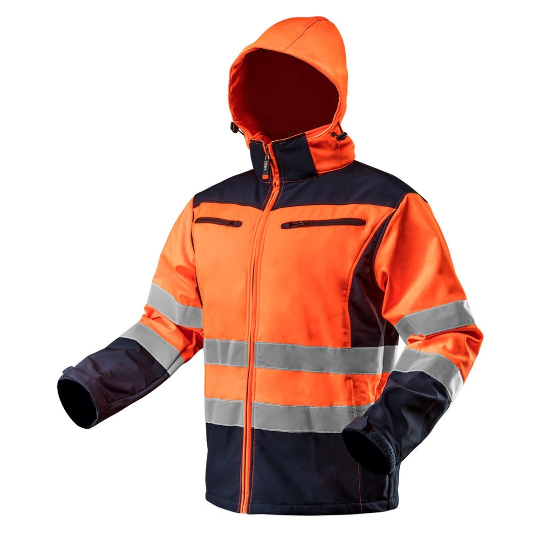 5907558428858 Kurtka robocza ostrzegawcza softshell z kapturem| pomarańczowa| ro