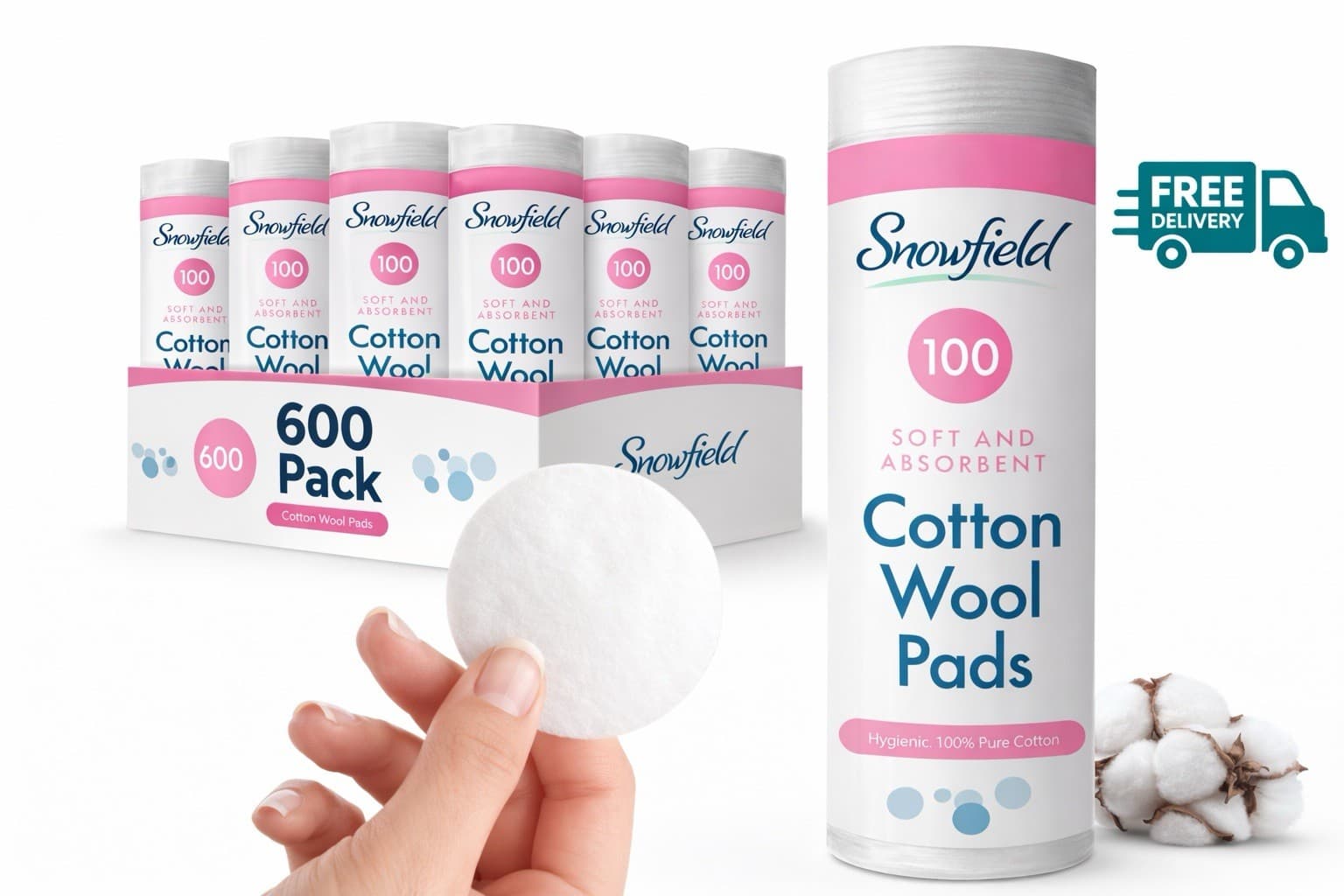 1200 Cotton Wool Pads Round | 100% Pure Cotton | Soft Absorbent | Bulk Pack