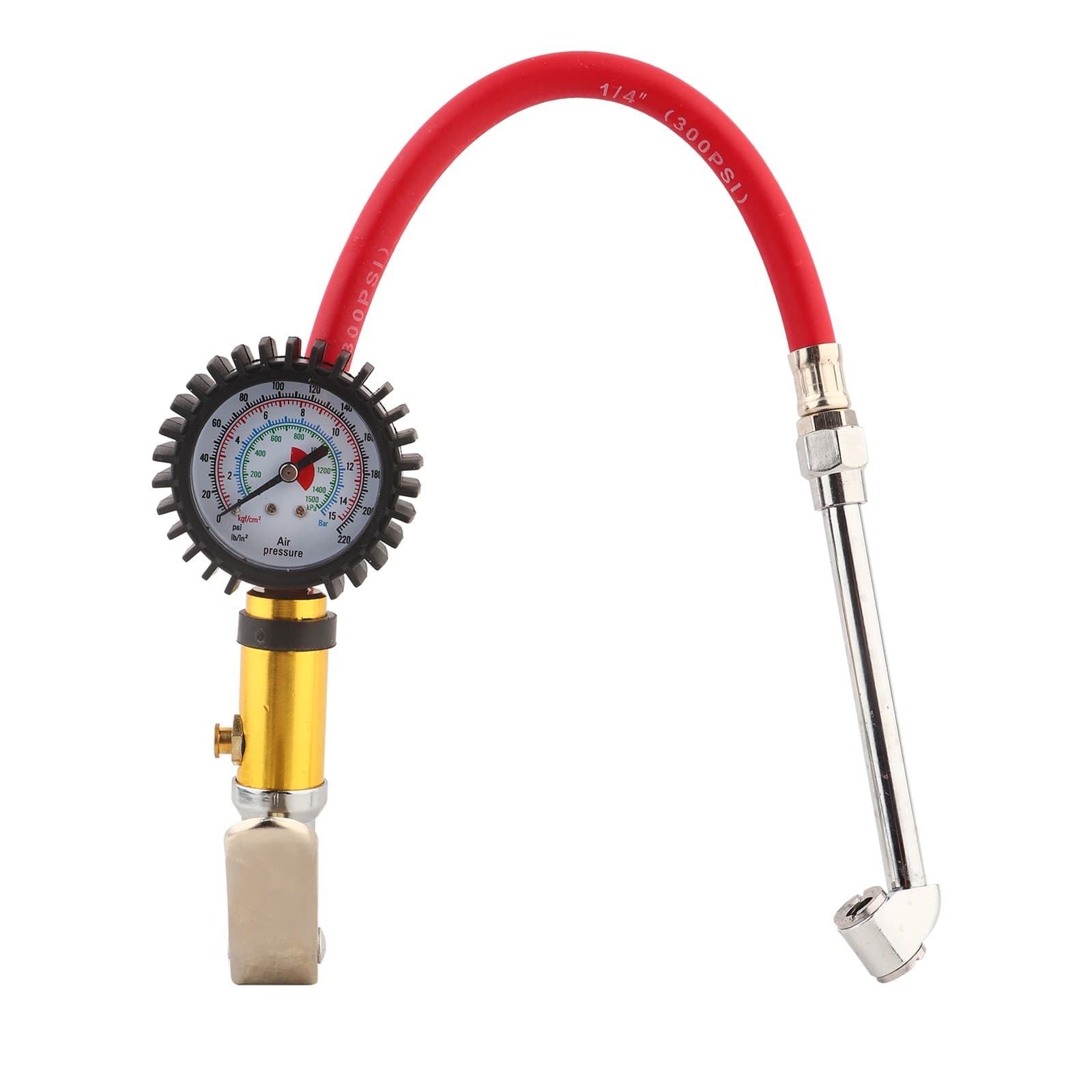 `1/4 Trunk Motorcycle Tire Tyre Pressure Dial Gauge Air Inflation Inflator Pump