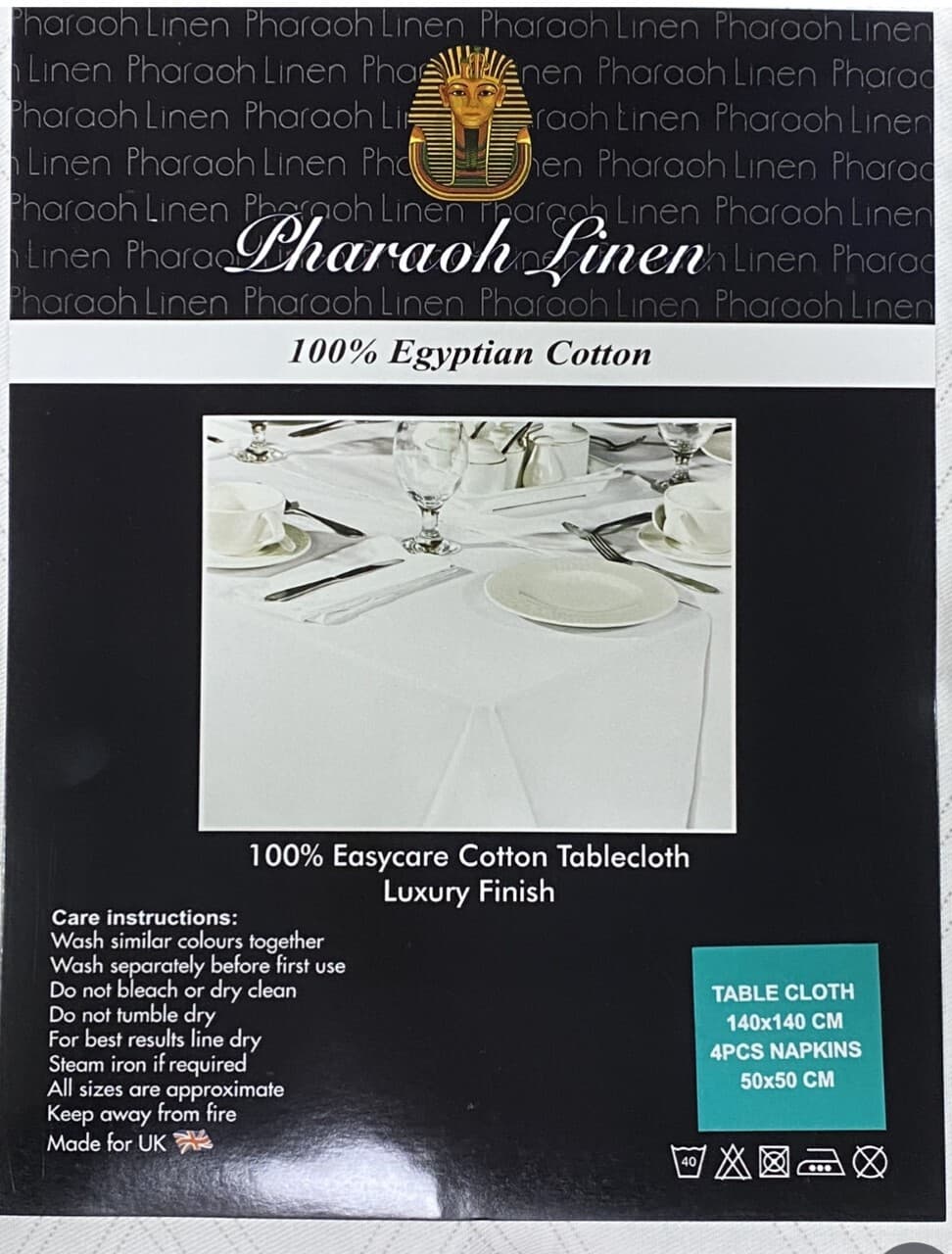 100% Egyptian Cotton Diamond Print Table Cloth and Napkin Set with Napkins