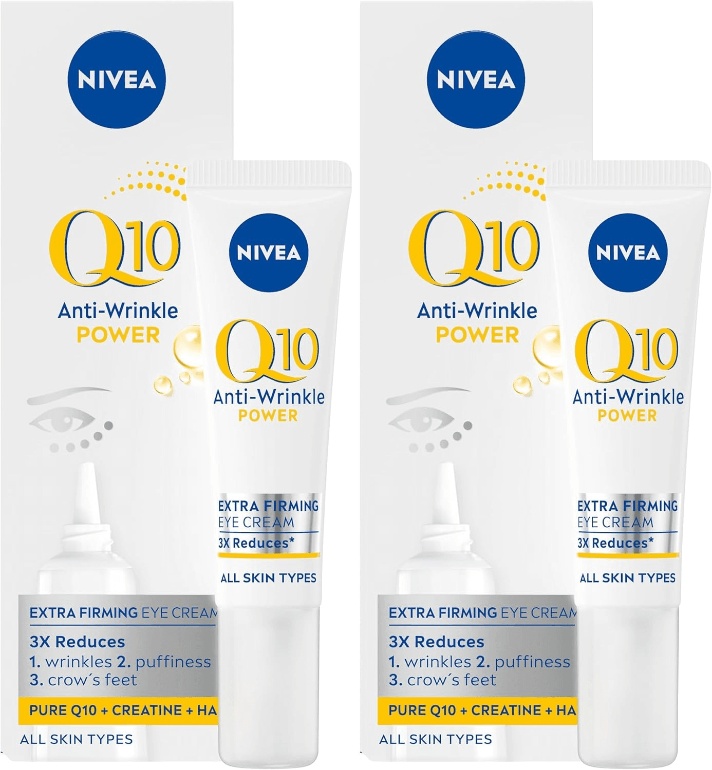 Nivea Q10 Anti-Wrinkle Firming Eye Cream 15ml Reduces Fine Lines Dark Circles