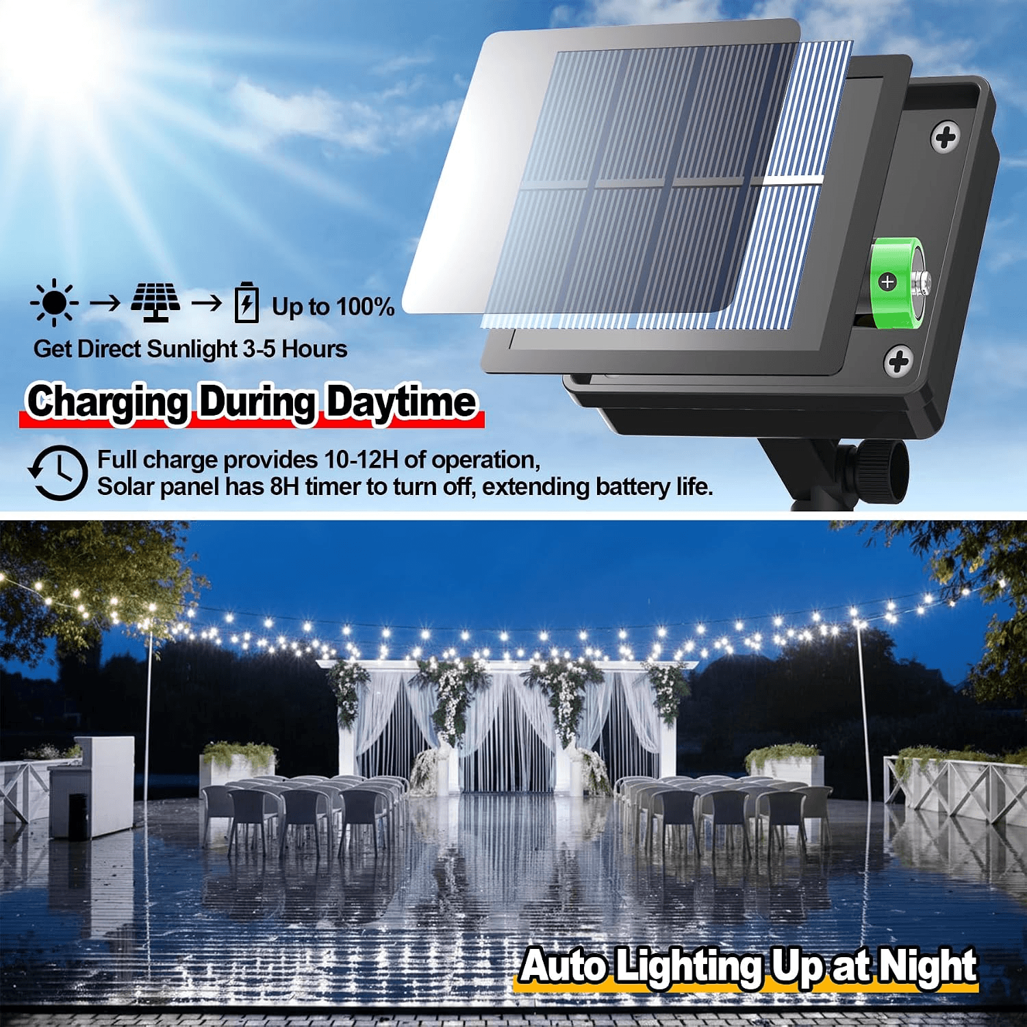 60LED 6M/20FT Solar Lights Outdoor Garden - 8 Modes and 8H Timer Solar String Ligh view 2