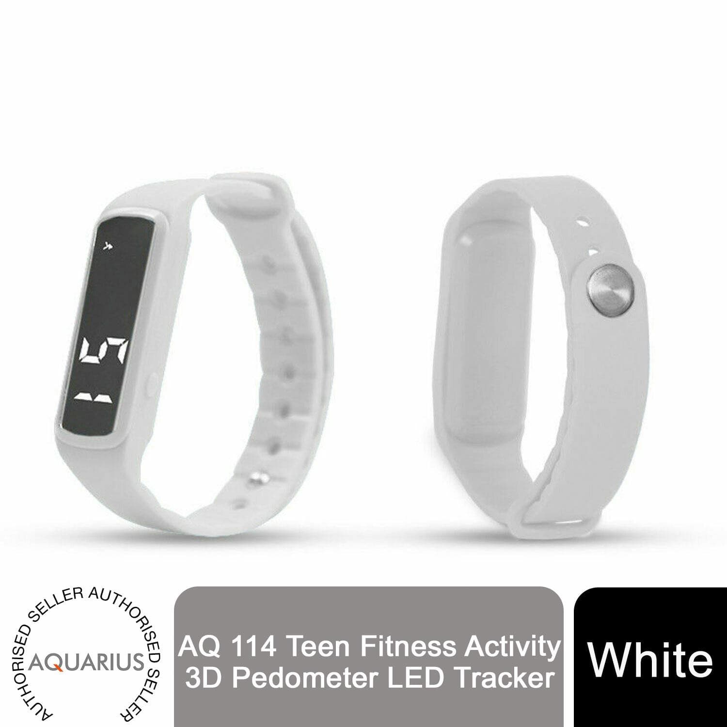 Aquarius AQ114 Teen Fitness Activity 3D Pedometer LED Tracker| White