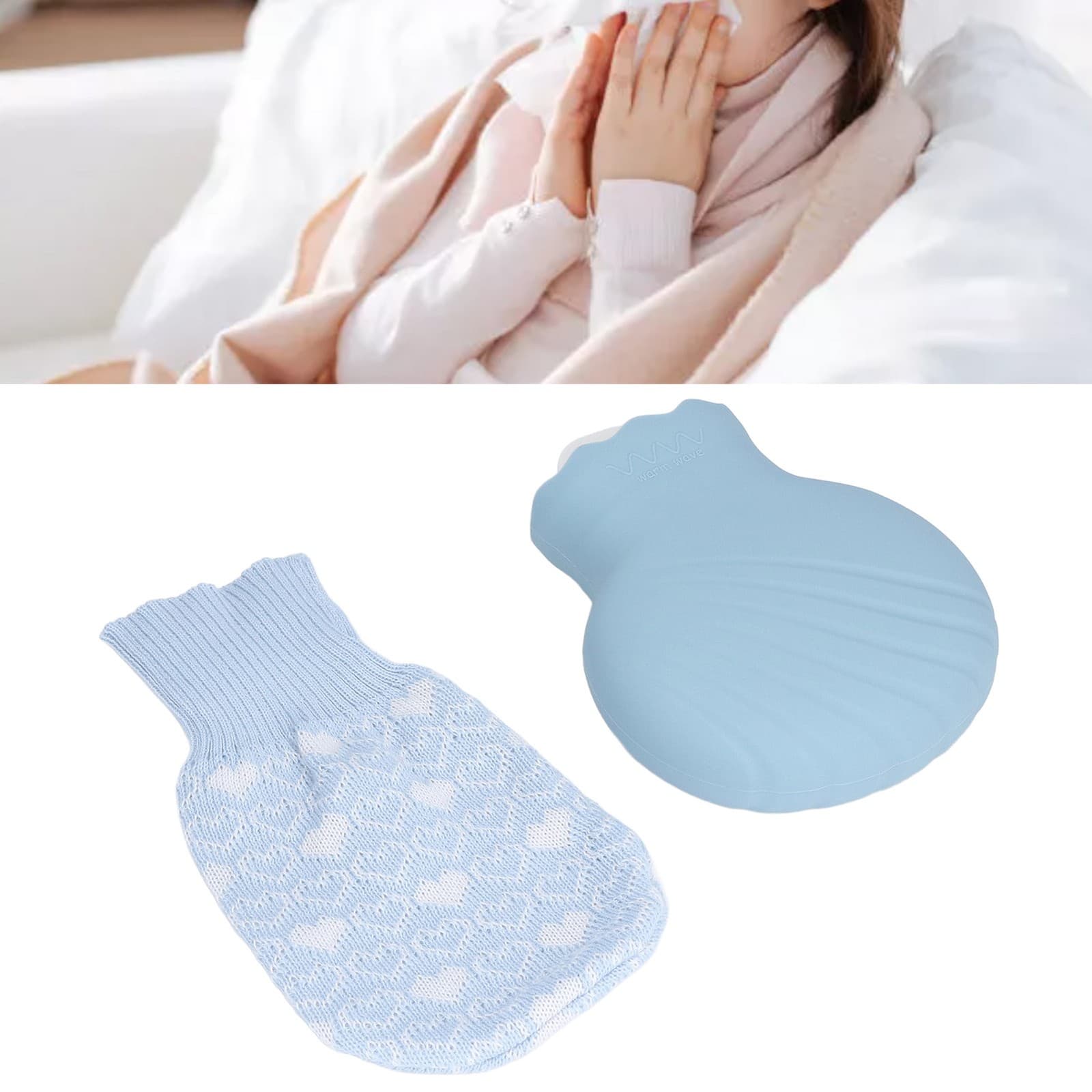 245ml Blue Hot Water Bottle Bag Explosionproof Silicone Hot Water Bottle Wi SG