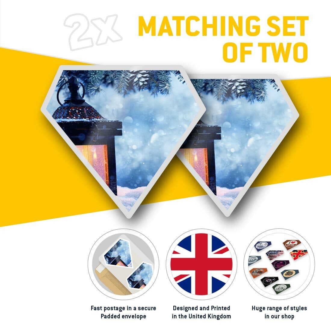 2 x Diamond Stickers 10 cm  - Christmas Lantern Candle Snow  #12449 view 2