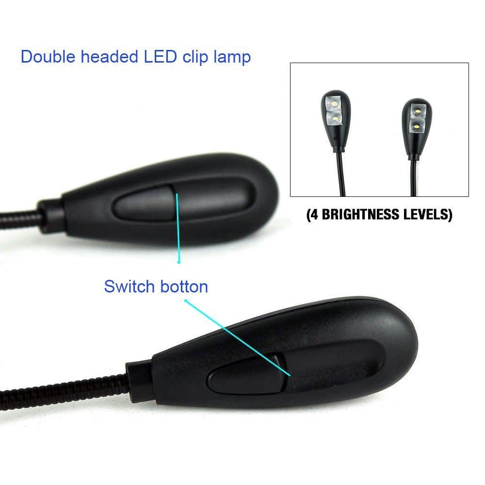 Flexible Arms 2 Dual 4/8 LED Clip-on Lamp for Piano Stand Book Reading Light view 2
