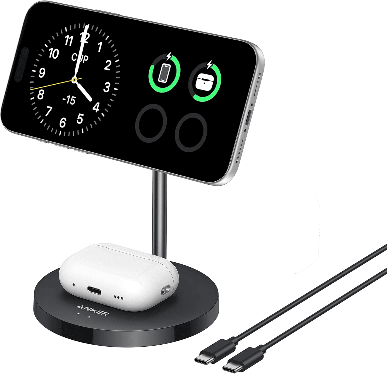 Anker Maggo 2-In-1 Wireless Charging Station| Magsafe Charger Compatible| Qi2 Ce