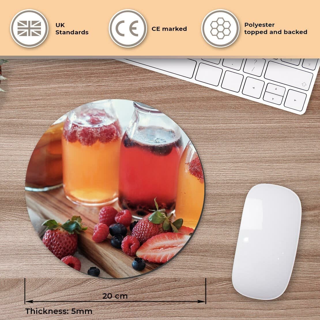 Round Mouse Mat  - Kombucha Fermented Fruit Tea Keto  #45484 view 2