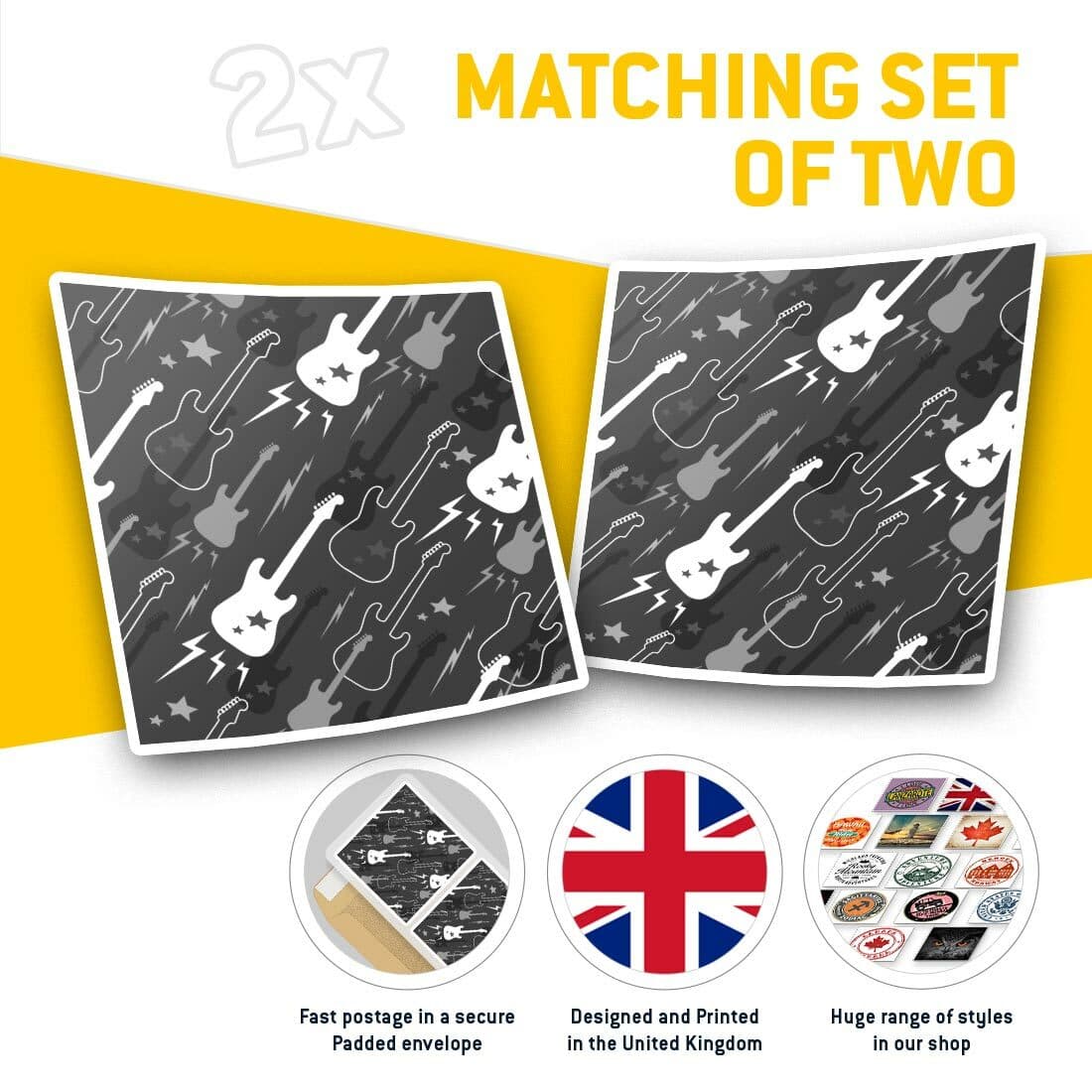 2 x Square Stickers 7.5 cm(bw) - Red Electric Guitars Music Band  #35788 view 2