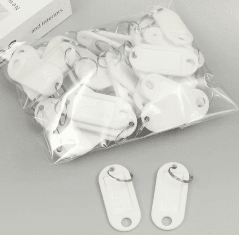 KEY RING TAGS PLASTIC ID TAGS NAME LABEL KEY FOB TAG 10 COLORS UPTO 1000 PACKS