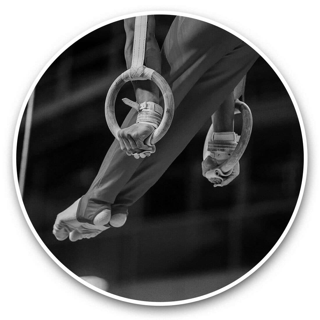 2 x Vinyl Stickers 7.5cm (bw) - Gymnastics Steady Rings Olympics  #43007