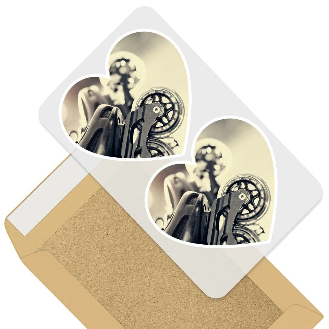2 x Heart Stickers 10 cm - Inline Roller Skates Skater Skating #45403