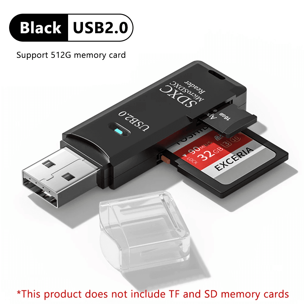 2 in 1 USB 3.0 Card Reader Micro SD TF Adapter High Speed for PC Laptop