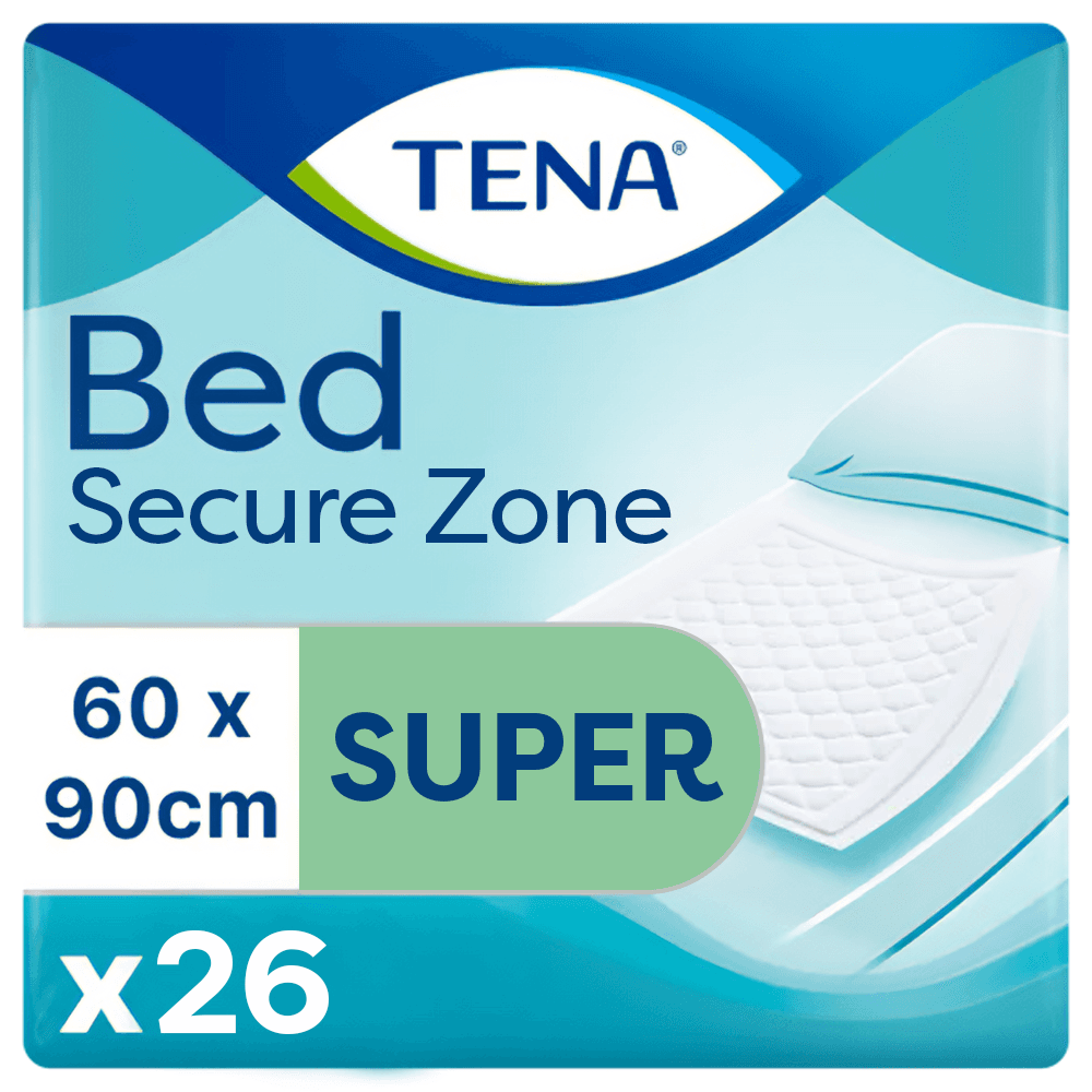 TENA Bed Secure Zone Super 60 x 90 cm - Pack of 26 - Disposable Bed Pads 2350 ml