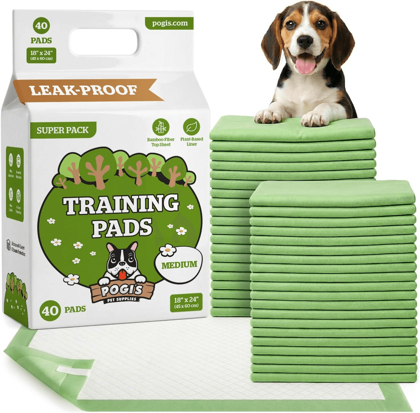 Pogi'S Puppy Training Pads with Sticky Tabs – Eco-Friendly| Odour Blocking and Sup