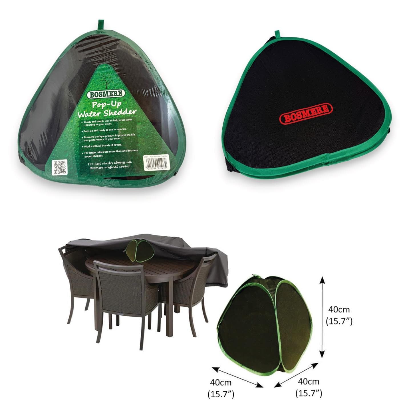 Pop Up Water Shedder Green 40cm Stop water pooling on outdoor cover Bosmere A507