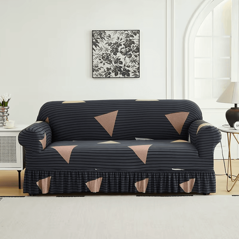 1PC Printed Sofa Cover with Skirt Elastic Soft Pet Stain Resistant UK
