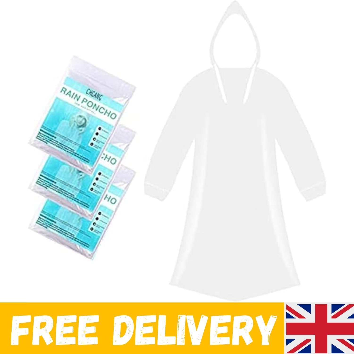 3 Pack Rain Poncho Waterproof Emergency Raincoats Adult With Hood For